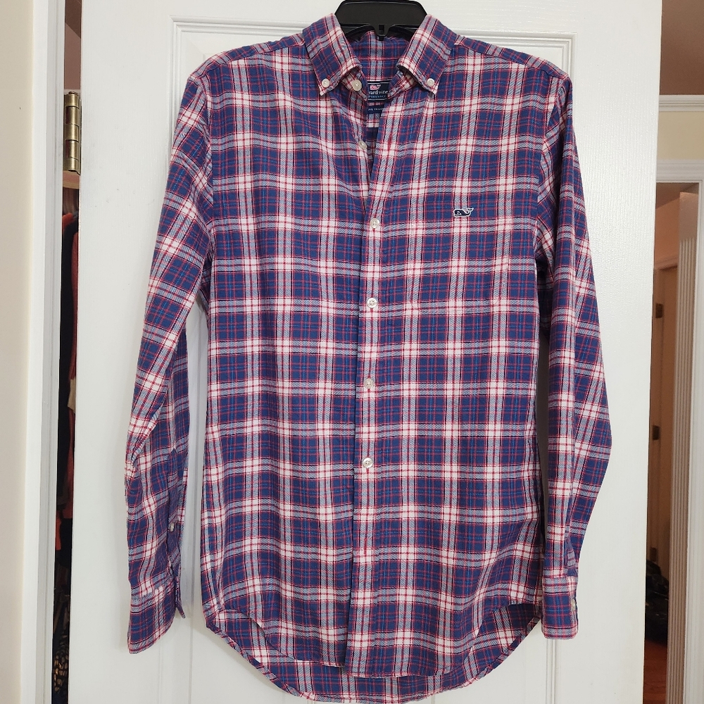 Vineyard Vines Peak Plaid Performance Flannel Classic Tucker Shirt